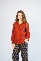 Ajrakh Women's Full Sleeve Shirt - Red