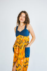Ikat Maxi Dress with Pockets – Orange