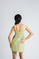Ikat Short Dress with Pocket – Green