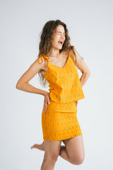 Ikat Fitted Mini Skirt – Orange