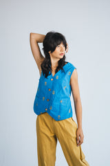 Vest  - Blue with motifs