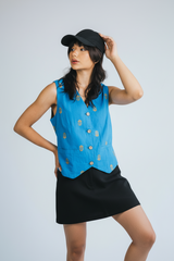 Vest  - Blue with motifs