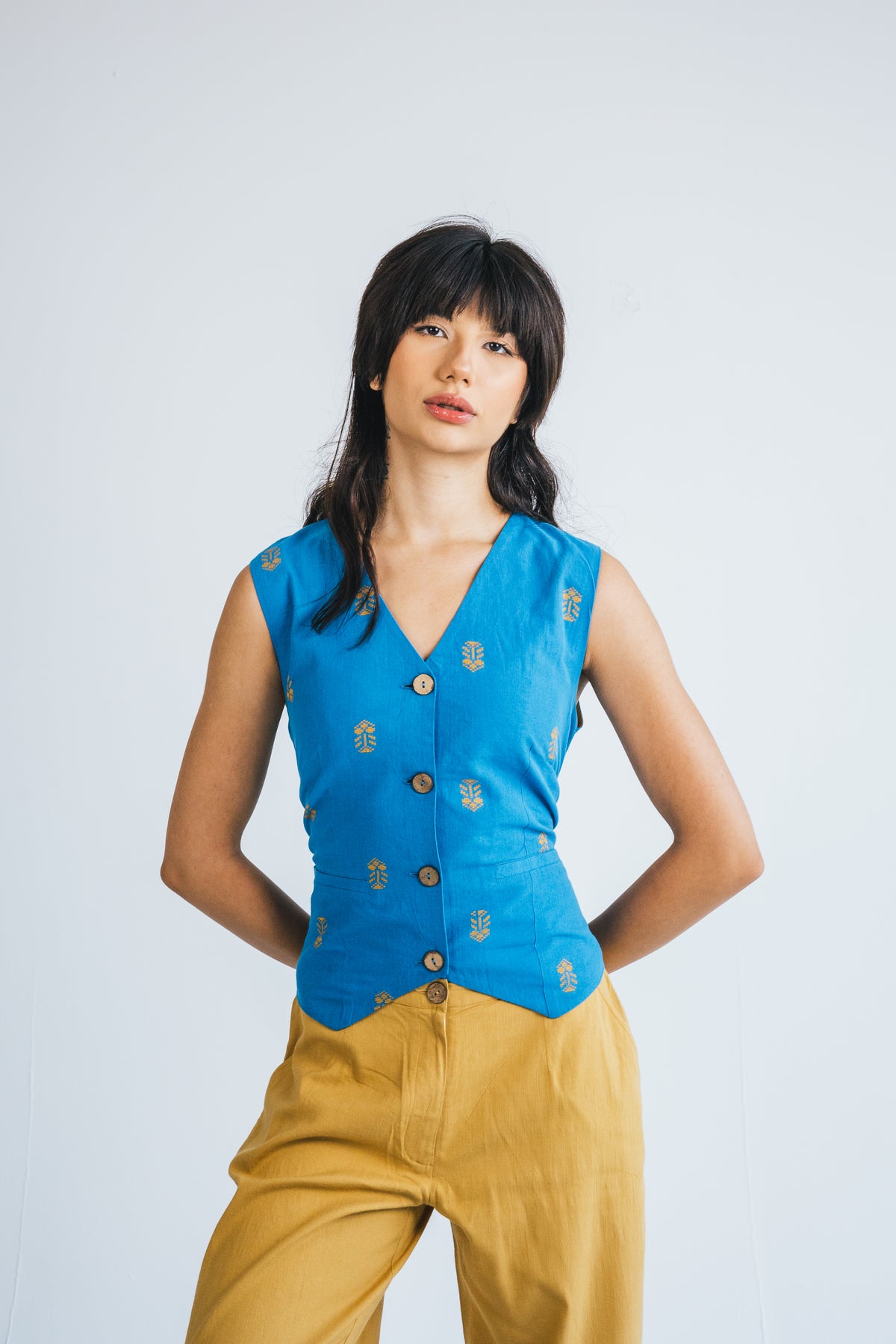 Vest  - Blue with motifs