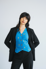 Vest  - Blue with motifs