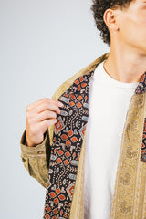 Men's Full-Sleeve Shirt  - Brown Sanganeri and Ajrakh details