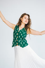 Ikat Vest Top – Green