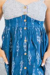 Vestido largo azul ikat