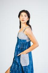 Vestido largo azul ikat