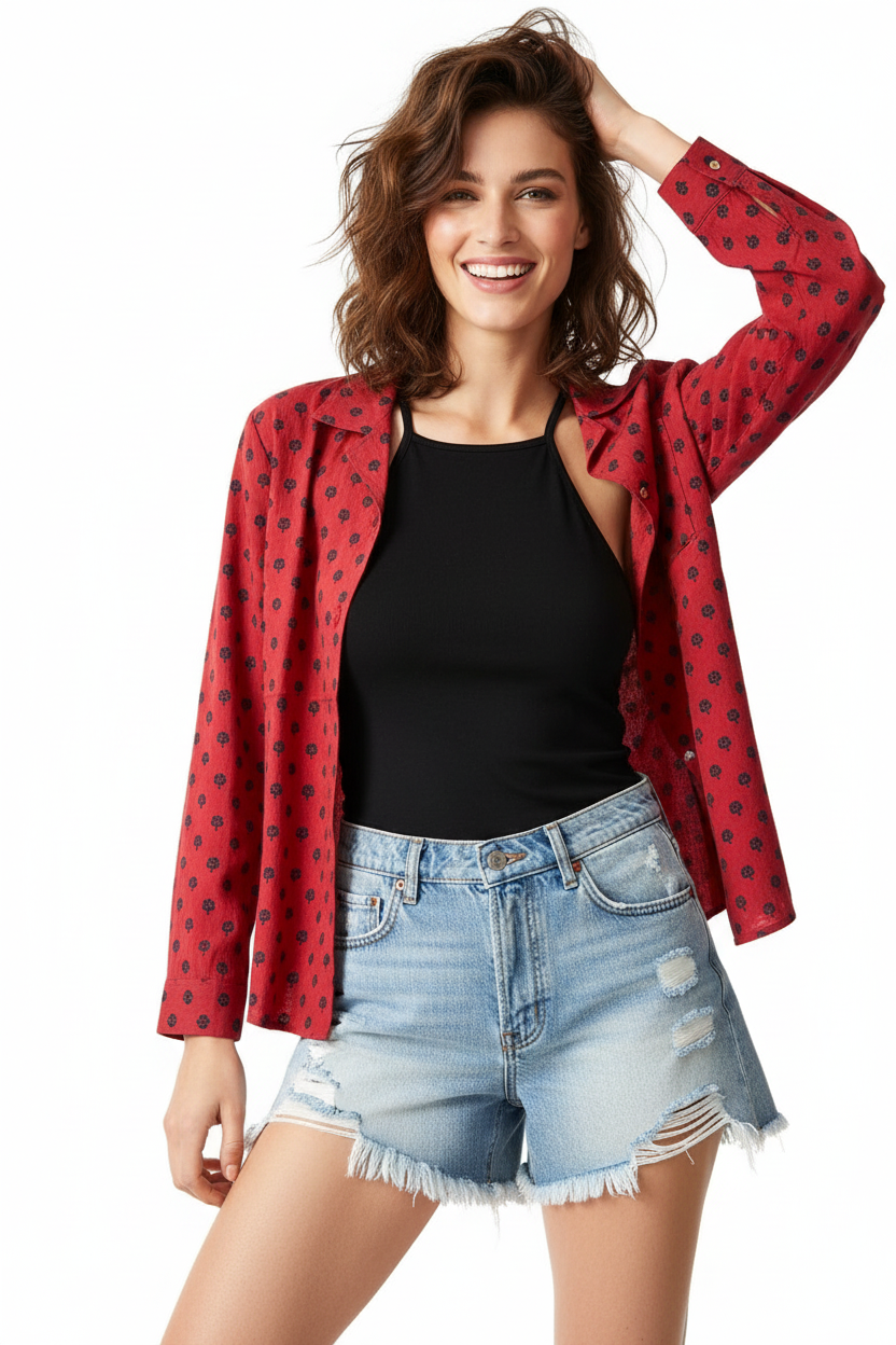 Camisa de mujer verde brillante