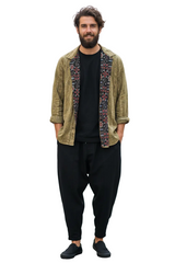 Men's Full-Sleeve Shirt  - Brown Sanganeri and Ajrakh details